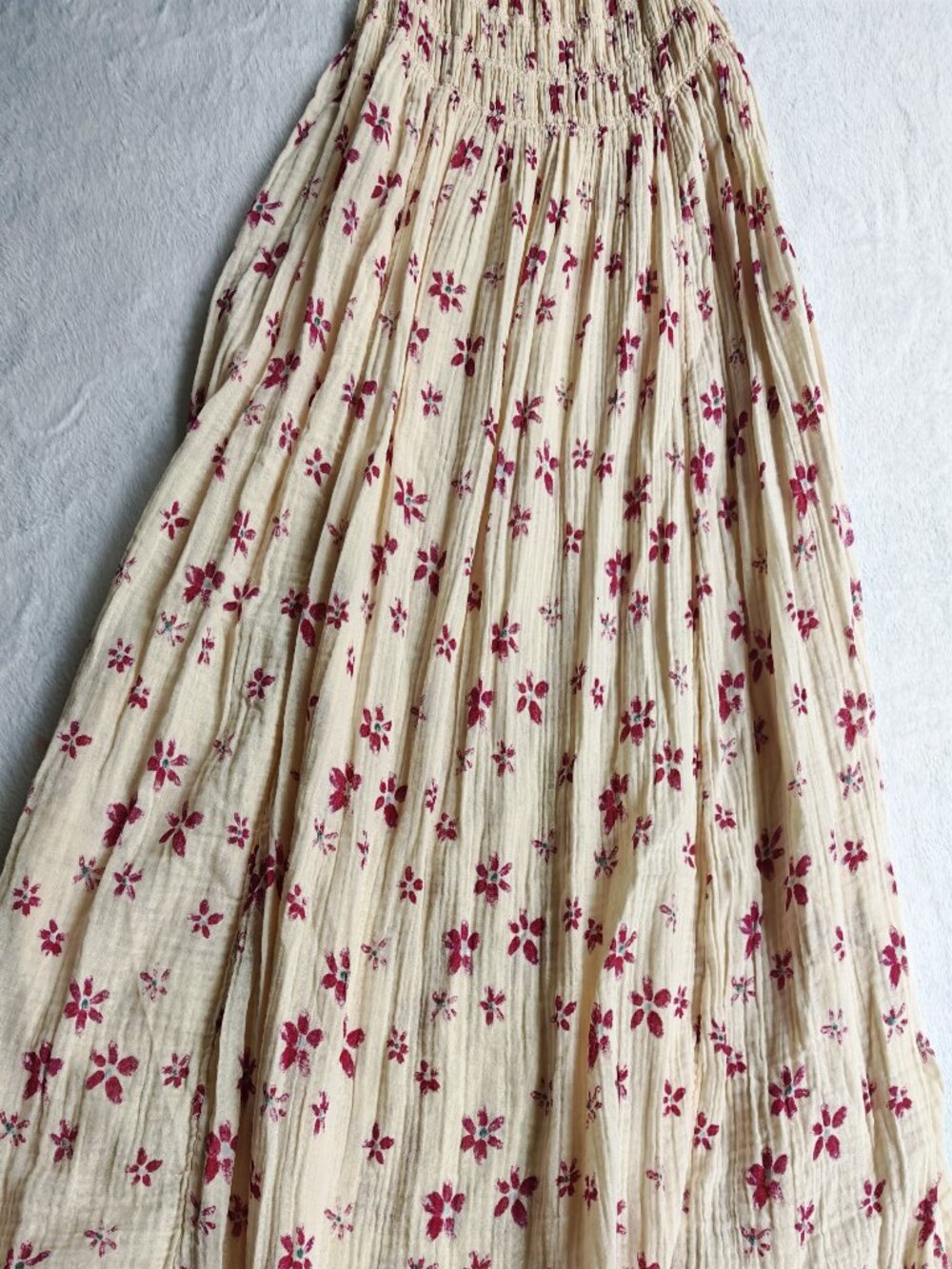 Free People Azure Midi Dress Floral Smocked Cotton Tie Strap Boho Sundress M - Picture 8 of 14